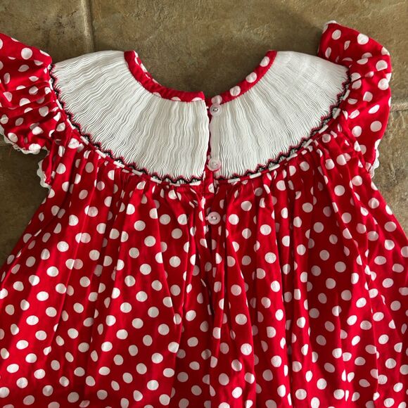 Minnie Mouse Smocked Dress Girls Size 5T Pleats And Stitches Disney Cute - Picture 5 of 8